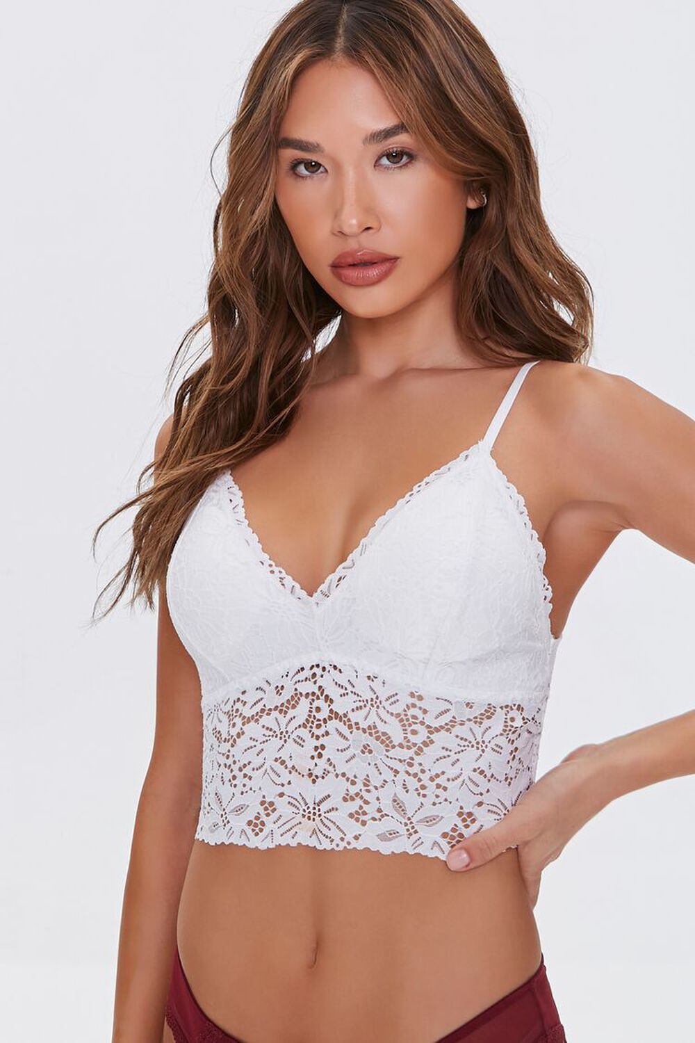 WHITE Floral Lace Lounge Cami, image 1