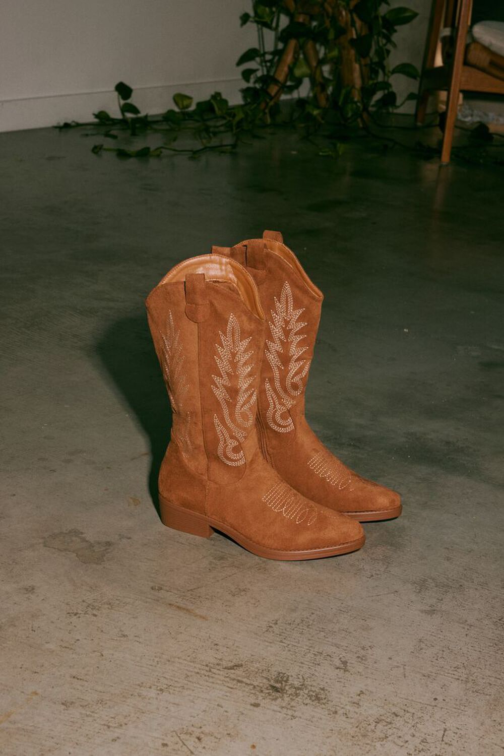 TAN Faux Suede Cowboy Boots, image 1
