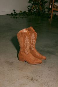 TAN Faux Suede Cowboy Boots, image 1