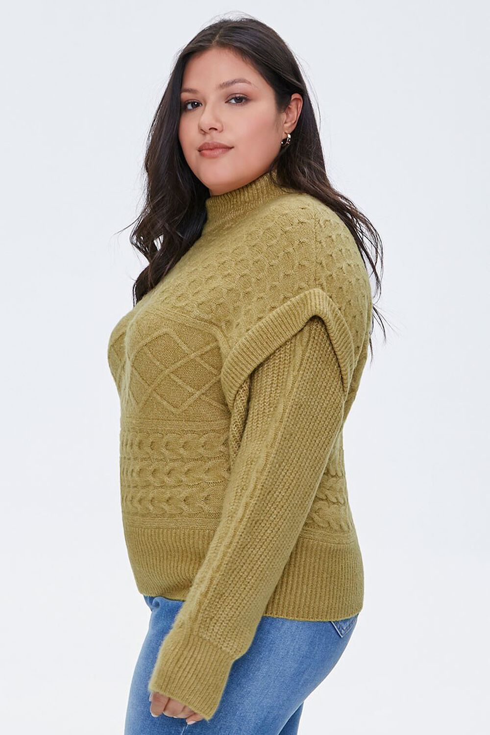 CITRON Plus Size Layered Mock Neck Sweater, image 2