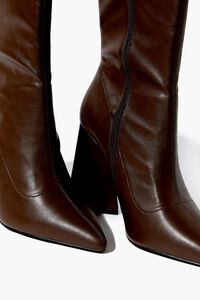 BROWN Faux Leather Block Heel Booties (Wide), image 5
