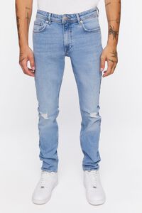 MEDIUM DENIM Premium Distressed Slim-Fit Jeans, image 2