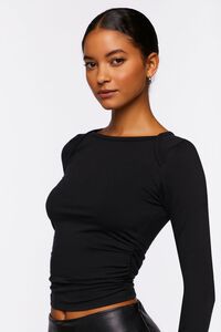 BLACK Ruched Long-Sleeve Tee, image 2