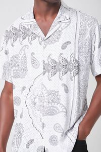 WHITE/BLACK Paisley Print Button-Front Shirt, image 5