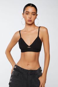 BLACK Sweater Knit Triangle Cropped Cami, image 1