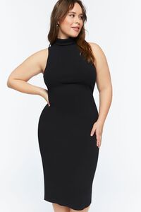 BLACK Plus Size Sleeveless Turtleneck Bodycon Dress, image 4
