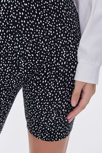 BLACK/WHITE Speckled Print Biker Shorts, image 5