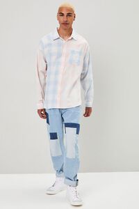LIGHT PINK/BLUE Reworked Plaid Button-Front Shirt, image 4