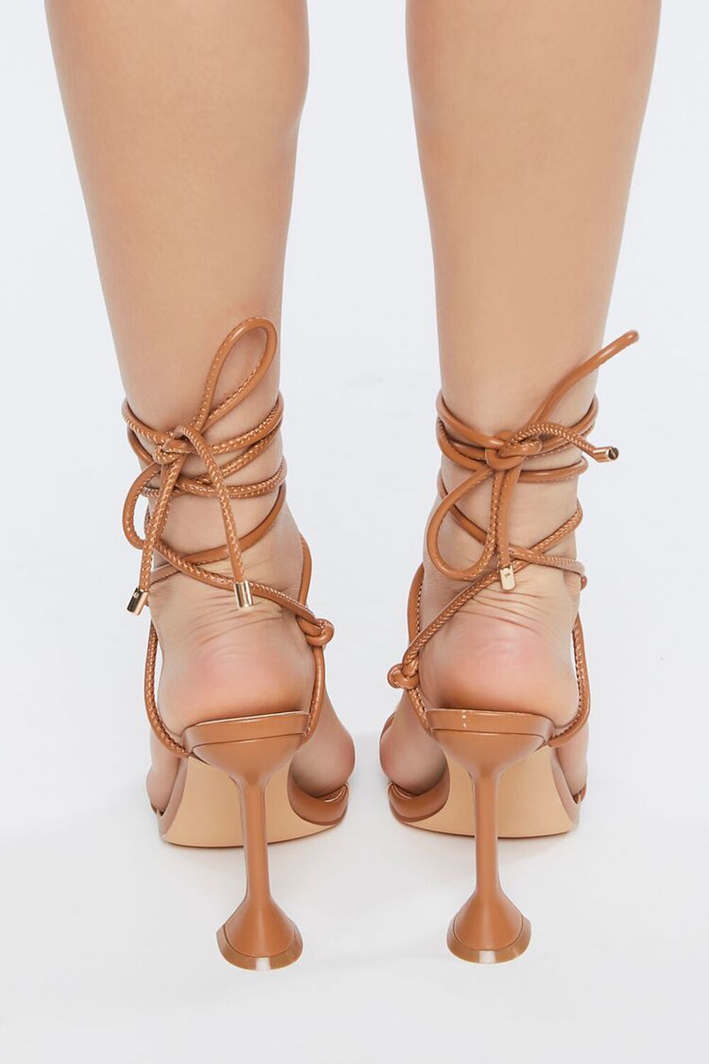 TAN Knotted Strappy Open-Toe Heels, image 3