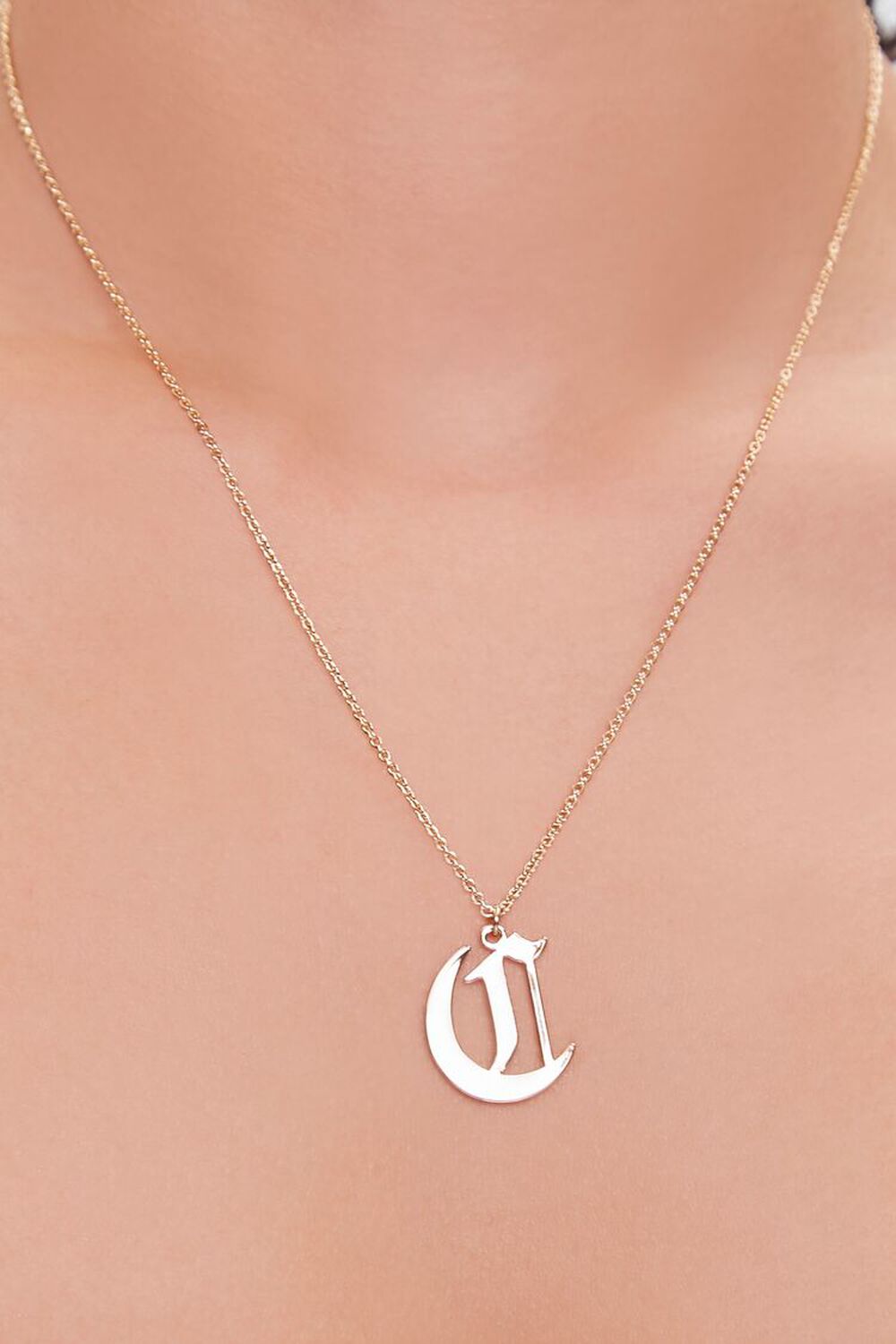 GOLD/C Initial Pendant Chain Necklace, image 1