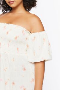 CREAM/MULTI Plus Size Floral Off-the-Shoulder Mini Dress, image 5