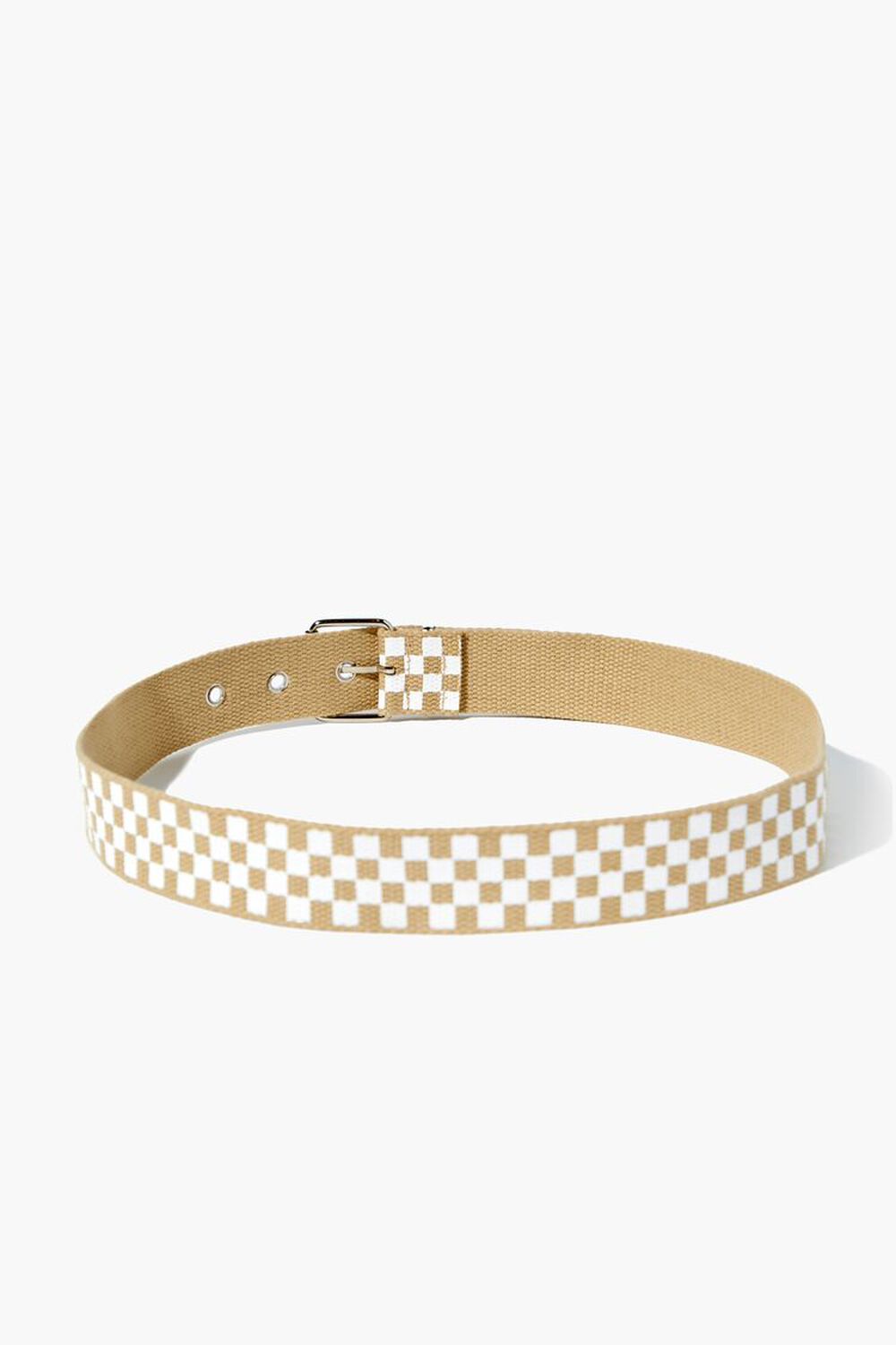 Forever 21 Women's Checkered Print Belt in Tan/White, M/L | Back to School Essentials | F21