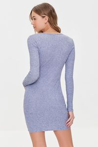 HEATHER BLUE Ribbed Button-Front Mini Dress, image 3