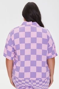 PINK/VIOLET Plus Size Checkered Boxy Shirt, image 3