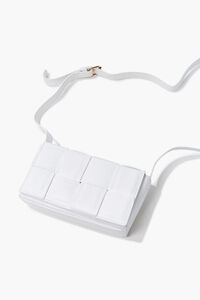 WHITE Faux Leather Crosshatch Crossbody Bag, image 4