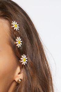 WHITE/YELLOW Daisy Floral Gator Clip Set, image 3