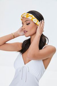 YELLOW/MULTI Floral Print Twisted Headwrap, image 1