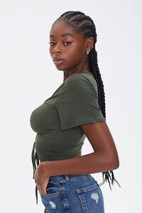 OLIVE Ruched Drawstring Cropped Tee, image 2