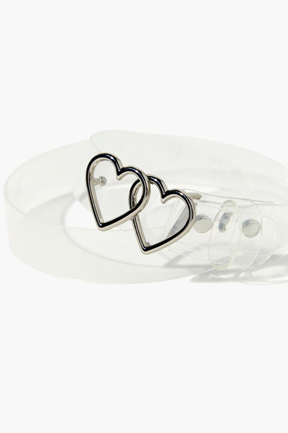 CLEAR/SILVER Clear Dual Heart-Buckle Belt, image 3