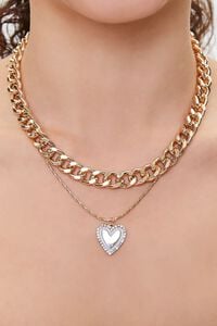 GOLD/BLUE Heart Pendant Layered Necklace, image 1