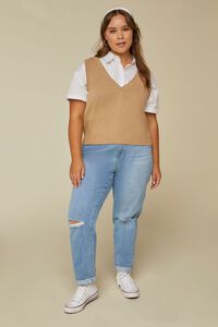 PINE BARK Plus Size Ribbed-Trim Sweater Vest, image 4