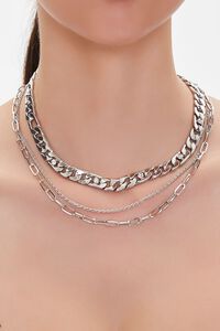 SILVER Chunky Chain Layered Necklace, image 1