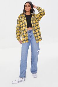 YELLOW/MULTI Plaid Button-Front Shacket, image 4