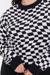 BLACK/MULTI Plus Size Checkered Sweater, image 5