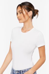 WHITE Cotton-Blend Tee Bodysuit, image 2