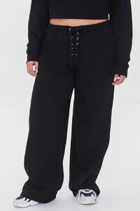 BLACK Plus Size Fleece Wide-Leg Sweatpants, image 2