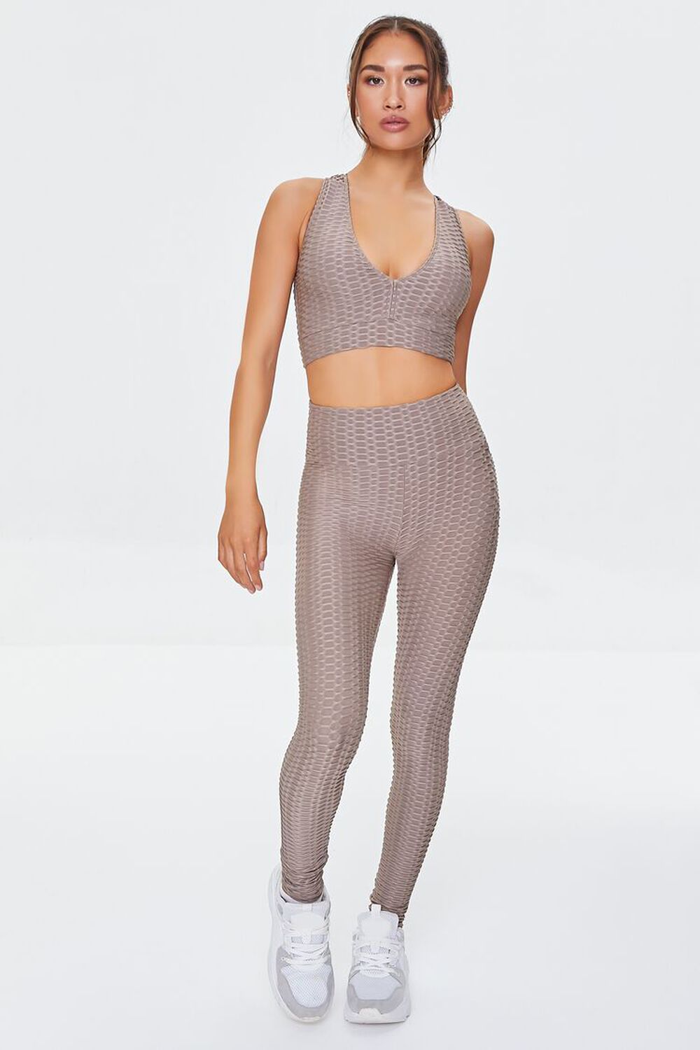 TAUPE Active Honeycomb Leggings, image 1