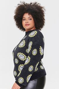 BLACK/MULTI Plus Size Daisy Print Sweater, image 2
