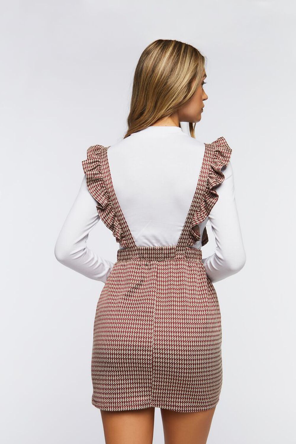 WHITE/MULTI Houndstooth Combo Pinafore Dress, image 3
