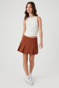 RUST Pleated Twill Mini Skirt, image 5