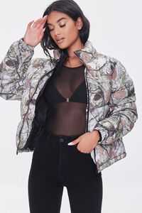 OLIVE/MULTI Forest Camo Print Puffer Jacket, image 6