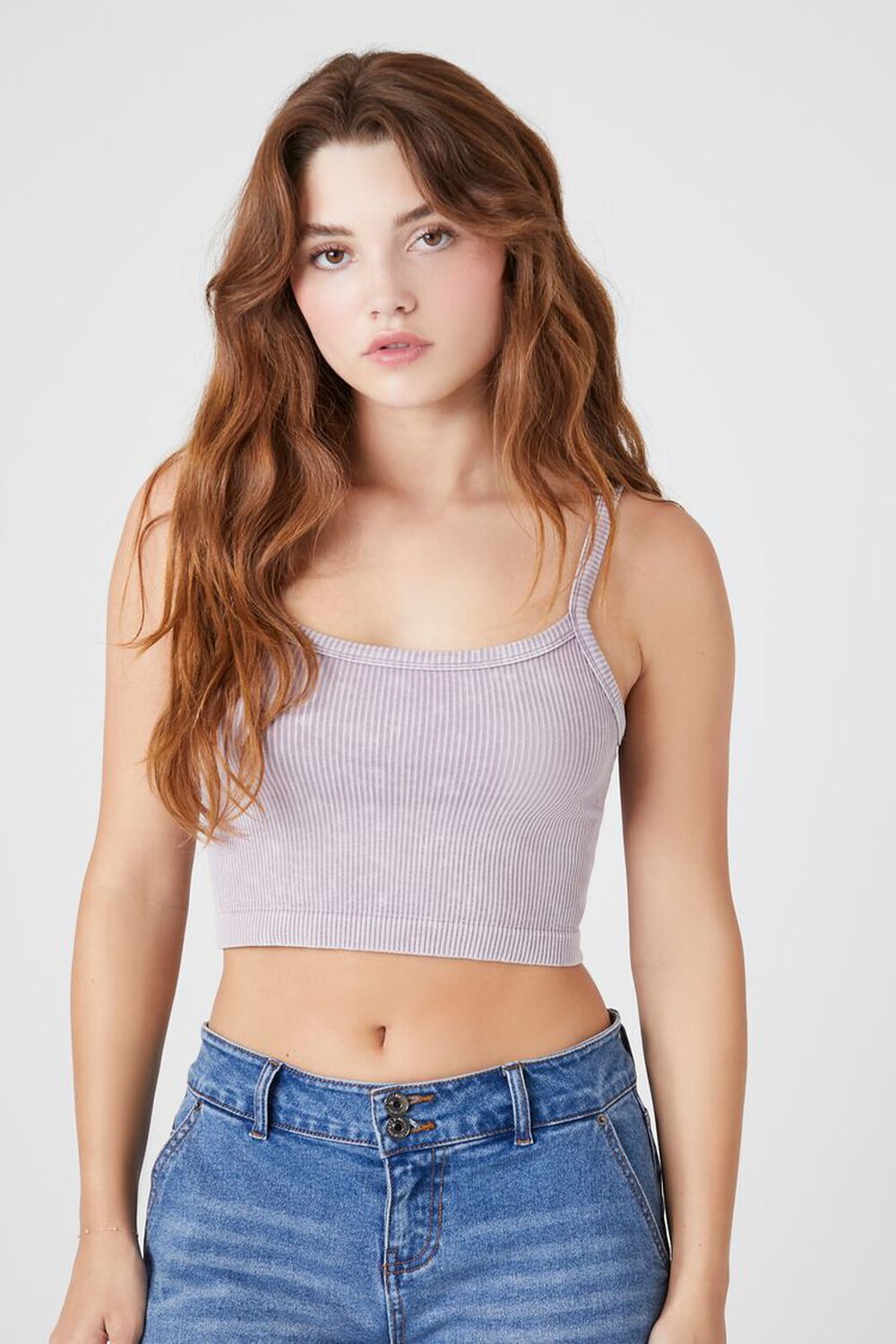 PURPLE Seamless Mineral Wash Cropped Cami, image 1