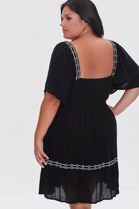 BLACK Plus Size Embroidered Peasant Dress, image 3