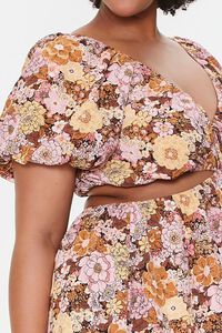 PINK/MULTI Plus Size Floral Cutout Mini Dress, image 6