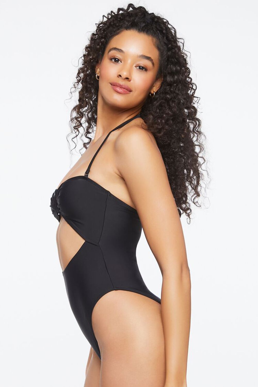 BLACK Cutout O-Ring One-Piece Swimsuit, image 2