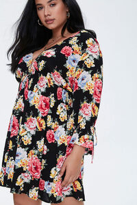 Plus Size Floral Print Mini Dress, image 1