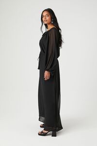 BLACK Organza Tassel Maxi Dress, image 2
