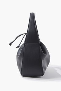 BLACK Faux Leather Ruched Shoulder Bag, image 3