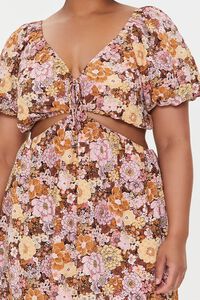 PINK/MULTI Plus Size Floral Cutout Mini Dress, image 5