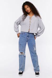 Chain Lace-Up Eyelet Crop Top, image 4