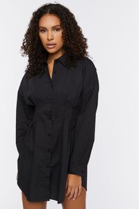 BLACK Poplin Mini Shirt Dress, image 1