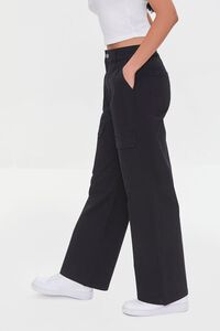 BLACK Twill Wide-Leg Cargo Pants, image 3