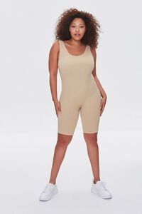 TAUPE Plus Size Sleeveless Fitted Romper, image 4