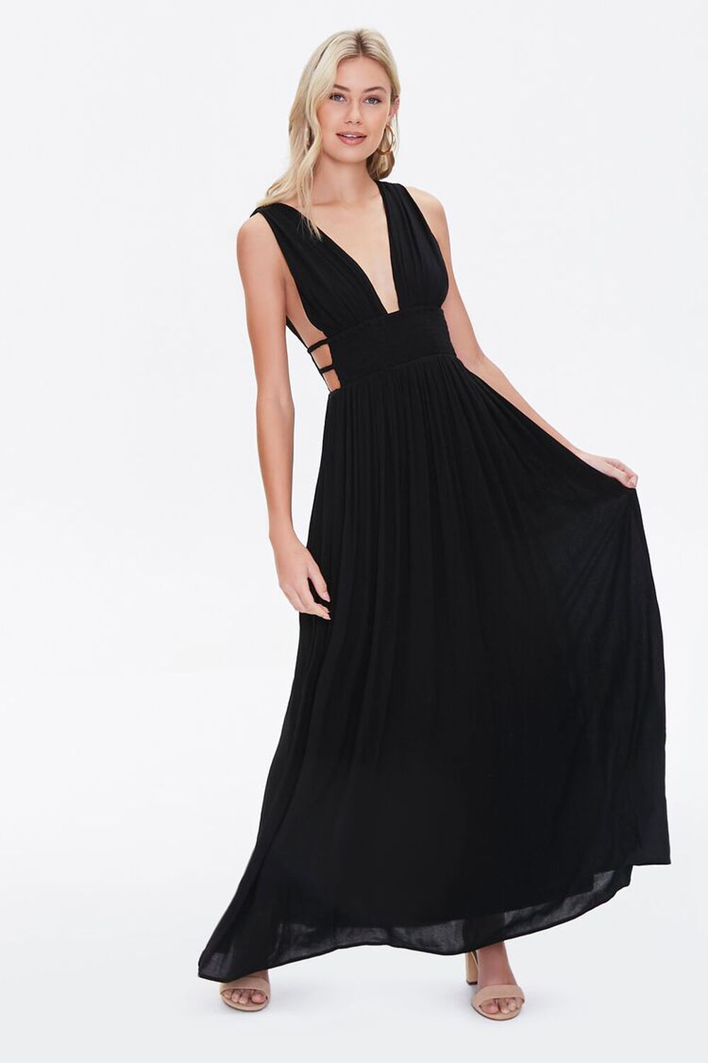 BLACK Plunging Maxi Dress, image 1