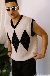 TAUPE/MULTI Argyle Sweater Vest, image 1