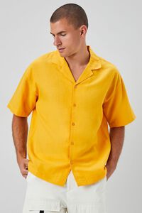 GOLD Cuban Collar Linen-Blend Shirt, image 2